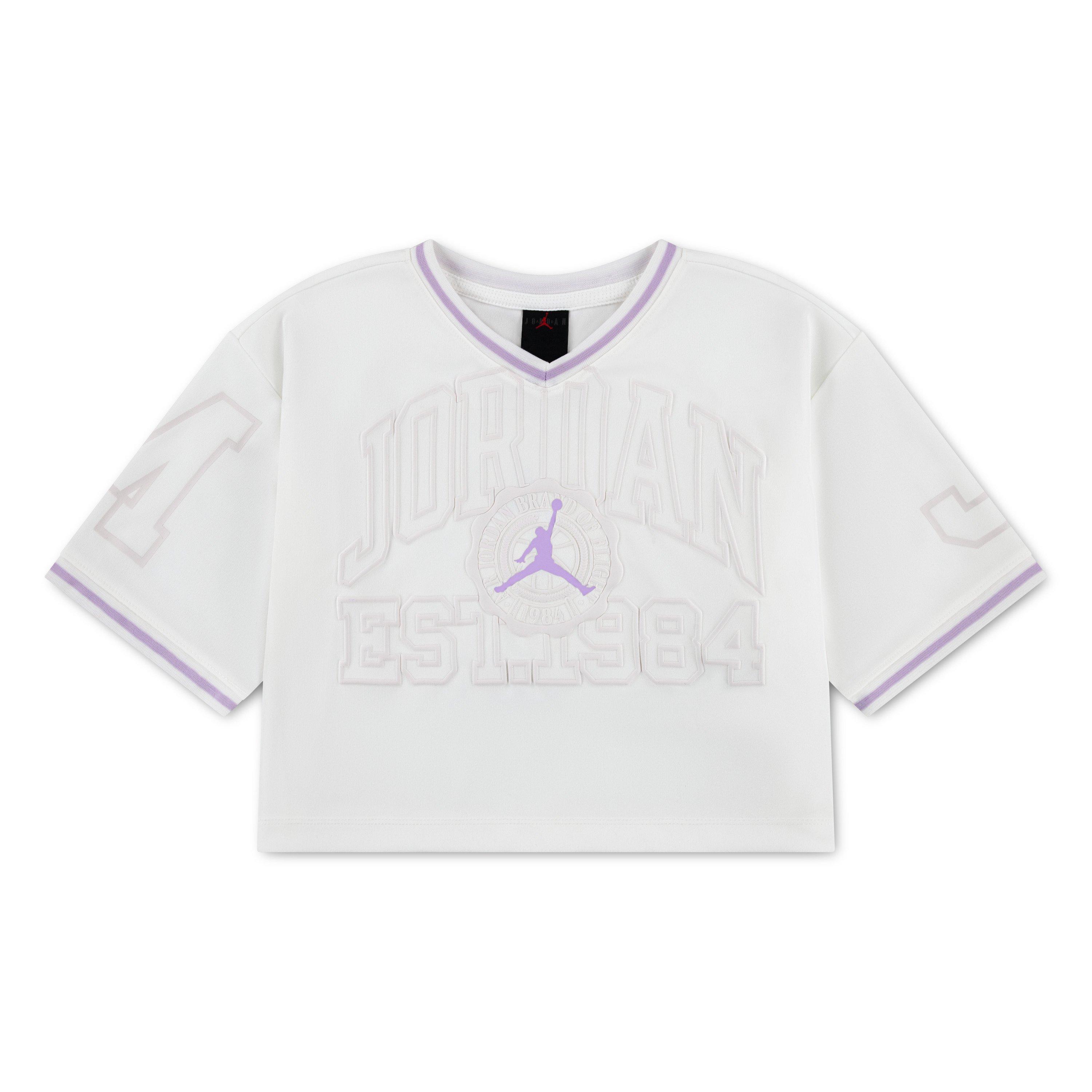 Jordan Big Girls' Dear Diary Cropped Jersey - WHITE/PURPLE